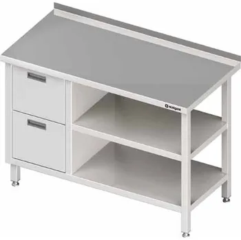 Dětský stůl Přístěnný stůl, blok se dvěmi zásuvkami po levé straně a dvěmi policemi 1700x700x850 mm | STALGAST, 980287170