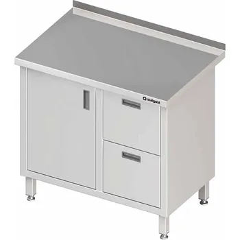 Dětský stůl Přístěnný stůl, blok se dvěmi zásuvkami po pravé straně a skříňkou s křídlovými dveřmi 800x600x850 mm | STALGAST, 980316080