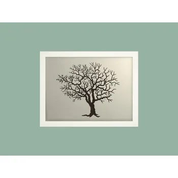 Svatební dekorace Svatební strom 3 v bílém rámu 43 x 33 cm