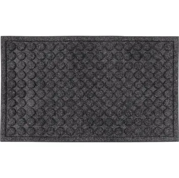 Rohožka Černá textilní gumová čistící vstupní rohož FLOMA Rounds - 45 x 75 x 1,1 cm