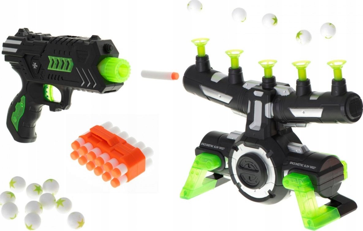 Fluorescentní set Dark Wars pistole a terč s míčky