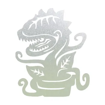 Samolepicí dekorace na vozidlo Masožravá kytka 001 levá (60 - pískované sklo) SAMOLEPKA NA AUTO, NÁLEPKA, FÓLIE, POLEP, TUNING, VLASTNÍ TEXT, TISK, AUTOSAMOLEPKY.cz, POLEPY, OBRÁZEK, LOGO, 3D STICKERS