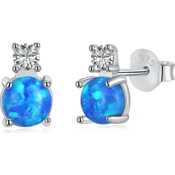 Náušnice Stříbrné náušnice s modrým opálem a zirkonem - Meucci SYE089