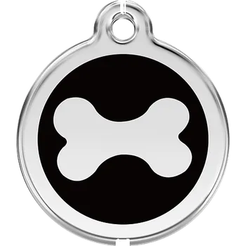 psí známka Red Dingo známka – Bone Black – Kost černá velikost známky L - 37 mm