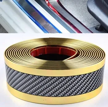 Samolepicí dekorace na vozidlo Samolepící ochranná páska na auto, 1m karbon-zlatá