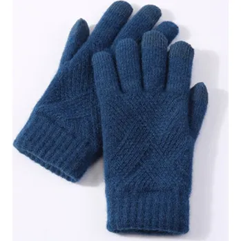 Rukavice Zimní dámské/pánské pletené rukavice s mřížkovým vzorem Barva: tmavě modrá,