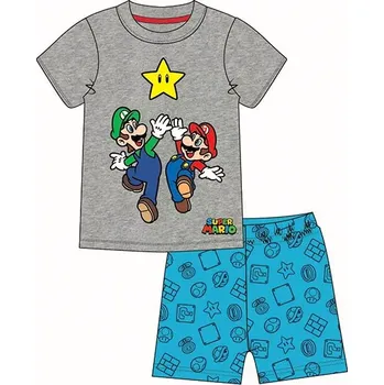 Dámské pyžamo KOMPLET SOUPRAVA SUPER MARIO TRIČKO A KRAŤASY krátké pyžamo 024 šedé Velikost: 140