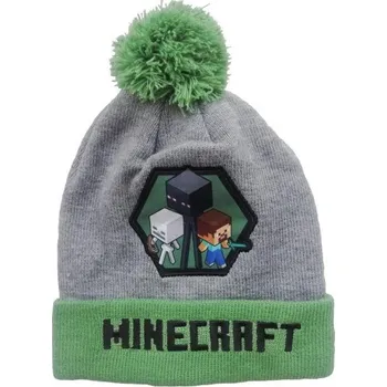 Čepice Minecraft 02-54885 zeleno - šedá 52-54