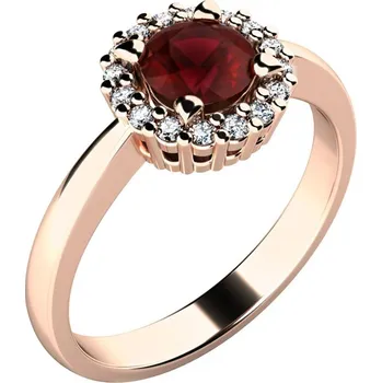 Prsten Dámský prsten přírodní diamant 0.50 ct G/SI granát a brilianty 10924-CV-GRA velikost 47