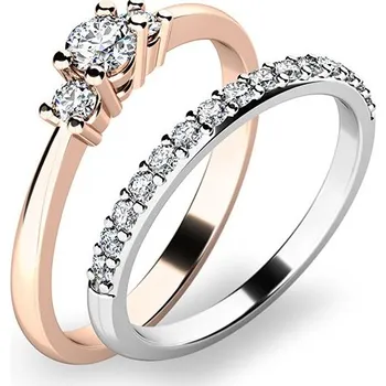 Prsten Zásnubní prsten zlato mix 585/1000 zirkon set zásnubních 10843-SET01-RB velikost 46