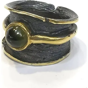 Prsten stříbrný prsten s vltavínem L117