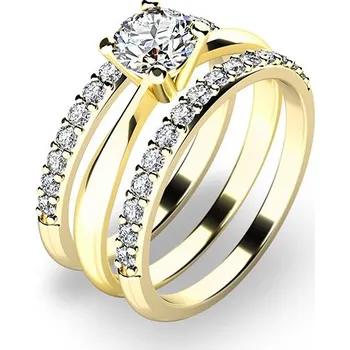 Šperk Zásnubní prsten žluté zlato 585/1000 zirkon set zásnubních ve žlutém 10770-SET02-ZZ velikost 52