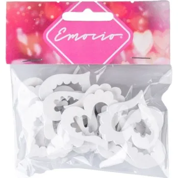 Dekorace dřevo Srdíčko v sáčku bílá 40 x 40 mm