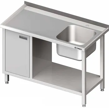 Dětský stůl Stůl s jednokomorovým dřezem z pravé strany se skříňkou a policí 1800x600x850 mm | STALGAST, 980976180