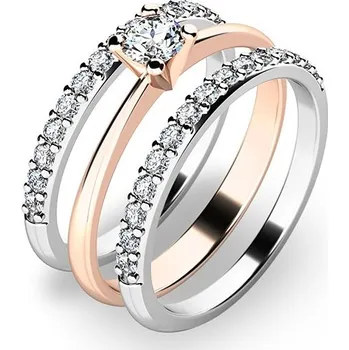 Prsten Zásnubní prsten zlato mix 585/1000 zirkon set v kombinaci růžového 10820-SET02-RB velikost 60