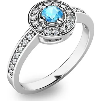 Oblečení a móda Dámský prsten bílé zlato 585/1000 přírodní diamant 0.150 ct G/SI topaz 10802B-TPZ velikost 59