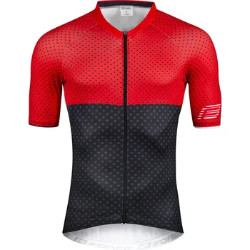 cyklistický dres Dres FORCE POINTS krátký rukáv, červeno-černý Velikost: L