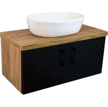 Koupelnový nábytek BPS-koupelny Koupelnová skříňka pod deskové umyvadlo Agria II GOB 80-HD - zlatý dub/černá