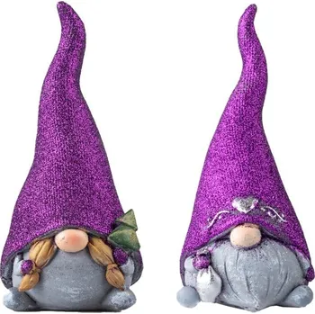 Vánoční dekorace Dekorace polyresin, filc 70x150mm skřítek mix, šedá, fialová, bílá