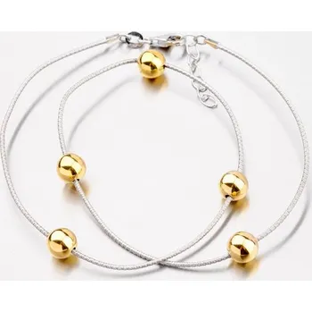 Náhrdelník Dámský náhrdelník stříbro 925 zlacenými kuličkami XKXC-5005-ES délka 42 cm