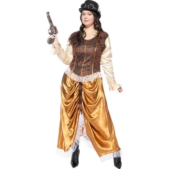 Karnevalový kostým Funiglobal - Dlouhý plus size kostým Steampunk pro ženy - XL