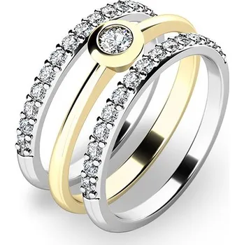 Módní doplněk Zásnubní prsten zlato mix 585/1000 zirkon set zásnubních 10807-SET02-ZB velikost 54