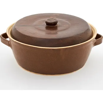 Hrnec hrnec (kastrol) / pekáč kulatý s poklicí 4,5L - kameninový hrnec na pečení (ruční výroba)