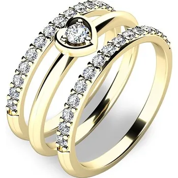 Šperk Zásnubní prsten žluté zlato 585/1000 zirkon set zásnubních 10849-SET02-ZZ velikost 58