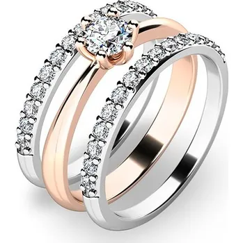 Šperk Zásnubní prsten zlato mix 585/1000 zirkon set 10819-SET02-RB velikost 62