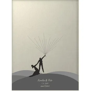 Svatební dekorace Svatební balónky hostů se jmény v bílém rámu 53 x 73 cm