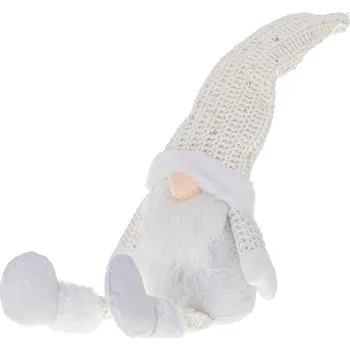Vánoční trpaslík s vousy bílý 47 cm