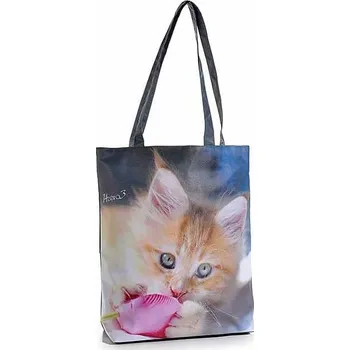 Kabelka Velká kabelka s kočkou s tulipánem