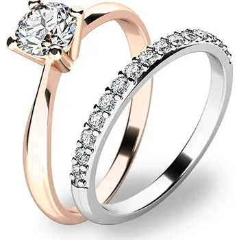 Prsten Zásnubní prsten zlato mix 585/1000 zirkon set dvou zásnubních 10770-SET01-RB velikost 48