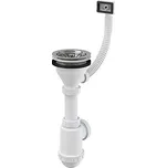 Sifon dřezový s nerezovou mřížkou DN115, flexi přepadem a přípojkou Alcadrain A447P (Alcadrain A447P)