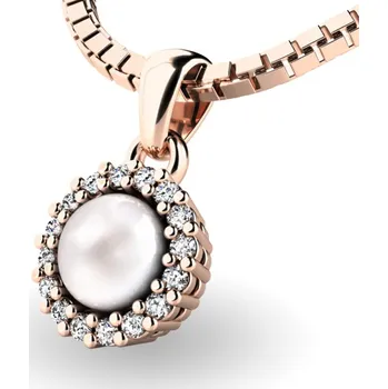 Přívěsek Dámský přívěsek přírodní diamant 0.080 ct perlový 10931-CV-FW-DIA délka řetízku 42 cm