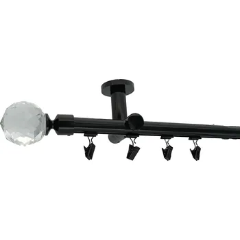 Garnýž Kovovégarnýže.cz Stropní garnýž Globe broadway 19 mm černá lesklá Varianta jednořadá nebo dvouřadá: Dvouřadá, Uchycení látky: jezdec s kovovou žabkou, Délka garnýže Broadway: 300 cm