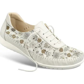 Dámská zdravotní obuv Dámské nízké kožené šněrovací tenisky, mokasíny, pohodlné, komfortní, lehké, elastické, useň napa, bílá: 40