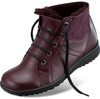 Dámská zdravotní obuv Hřejivá dámská kožená kotníková obuv s podšívkou z beránčí kožešiny, měkká, komfortní, zimní obuv, useň napa, červená: 37