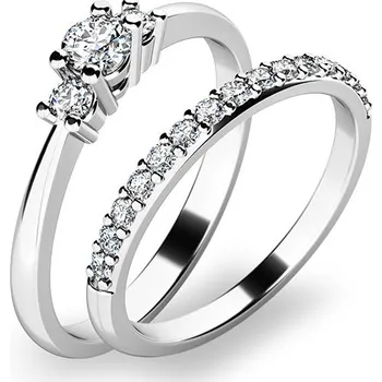 Prsten Zásnubní prsten bílé zlato 585/1000 zirkon set zásnubních 10843-SET01-BB velikost 48