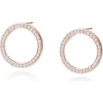 Náušnice Lafira růžově pozlacené stříbrné náušnice Velké Kroužky Z1461RG (puzety)