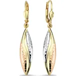 Lillian Vassago Visací náušnice s gravírem, kombinované zlato LLV46-GER064