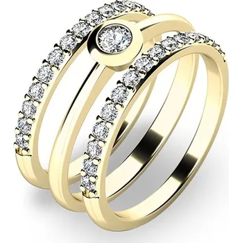 Módní doplněk Zásnubní prsten žluté zlato 585/1000 zirkon set zásnubních 10807-SET02-ZZ velikost 63