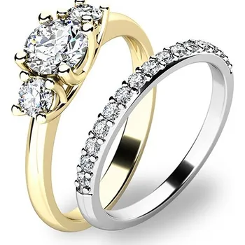 Prsten Zásnubní prsten zlato mix 585/1000 zirkon set 10803-SET01-ZB velikost 60