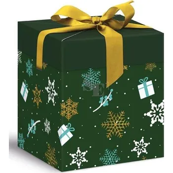 Dárková krabička Dárková krabička vánoční 12x12x15cm zelená s vločkou 5370601