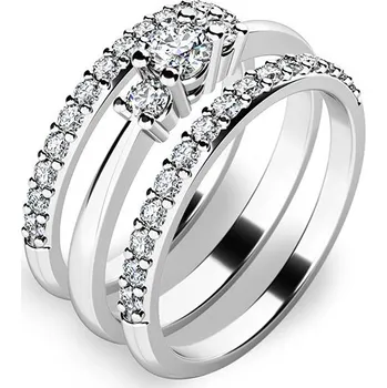 Módní doplněk Zásnubní prsten bílé zlato 585/1000 zirkon set zásnubních 10843-SET02-BB velikost 60