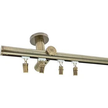Garnýž Kovovégarnýže.cz Stropní garnýž Tobi broadway 19 mm mosaz antik Varianta jednořadá nebo dvouřadá: Dvouřadá, Uchycení látky: jezdec s kovovou žabkou, Délka garnýže Broadway: 400 cm