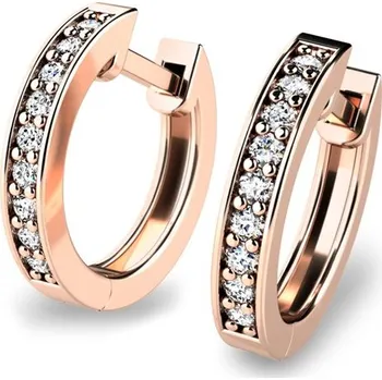 Náušnice Dámské náušnice růžové zlato 585/1000 přírodní diamant 0.180 ct G/SI kruhy 10836-CV-DIA