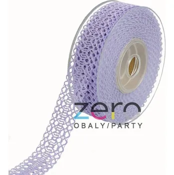 Stuha Stuha jutová 2,5 cm x 10 m - sv. fialová (vzor krajka)