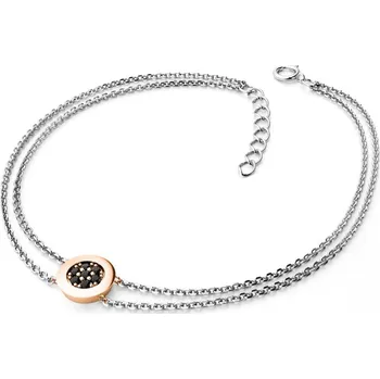 Módní doplněk Dámský náramek zlato mix 585/1000 přírodní diamant 0.084 ct černé 10902-NR02-BCV-Black délka 18 cm