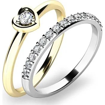 Módní doplněk Zásnubní prsten zlato mix 585/1000 zirkon set zásnubních 10849-SET01-ZB velikost 65